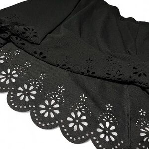 Scalloped Black Cut Out Floral Skater Mini Skirt